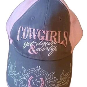 Cowgirls Pink and Gray Embroidered Cap OSFM NWOT